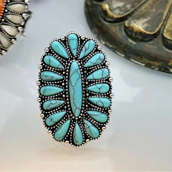Adjustable Turquoise Statement Ring - Picture 5 of 5